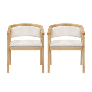 English Elm Christopher Knight Home® - U-shaped Mid-Century Dining Chair with Armrests, Bouclé Upholstery, High-Density Foam Comfort Beige,Oak N771P331338A