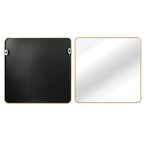 English Elm 30 30 in x 30 in Metal Framed Square Bathroom Mirror with Shatterproof HD Glass, Rust‑Resistant Frame Gold W2203P379069