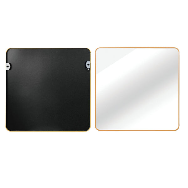 English Elm 30 30 in x 30 in Metal Framed Square Bathroom Mirror with Shatterproof HD Glass, Rust‑Resistant Frame Gold W2203P379069