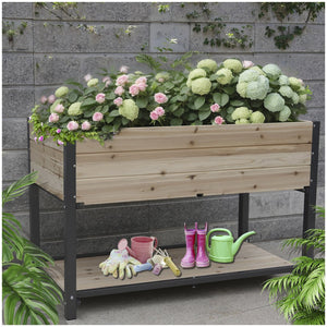 English Elm New Iron and Wood Raised Garden Bed with Drainage Ergonomic Height Outdoor Planter W1431P176217