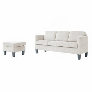 English Elm L-Shaped Corduroy Sofa with Cushioned Cashmere Comfort, Modern Luxury Design for Small Spaces Off White W2121P319094