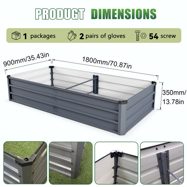 English Elm 6x3x1ft Galvanized Steel Raised Garden Bed Rust Proof Outdoor Planter for Vegetables W3213P464142