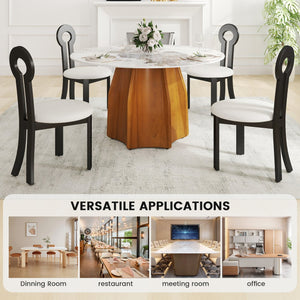 English Elm Vintage Rubber Solid Wood Dining Chair Set of 2 — Plush Berber Fleece Upholstery, Water & Stain Resistant, 280 lb Capacity Black,White W1535P281504