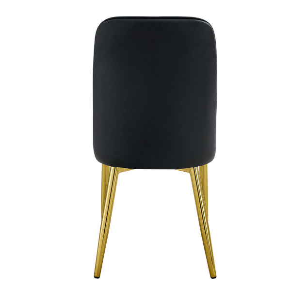 English Elm 8 Black Pu Upholstered Dining Chairs with Gold Legs Ergonomic Curved Backrest W1151S03045