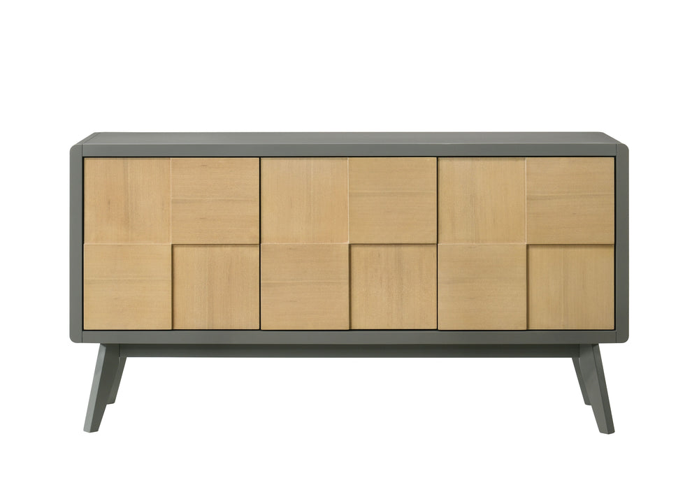 English Elm Blayde Two-Tone Light Gray & Natural Server with Ash Veneer, Rubberwood Build and Spacious Storage B2726P246628