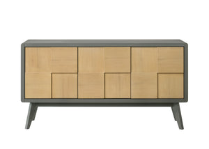 English Elm Blayde Two-Tone Light Gray & Natural Server with Ash Veneer, Rubberwood Build and Spacious Storage B2726P246628