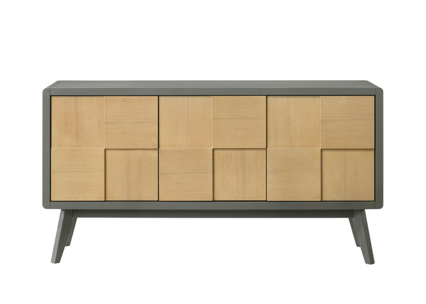 English Elm Blayde Two-Tone Light Gray & Natural Server with Ash Veneer, Rubberwood Build and Spacious Storage B2726P246628