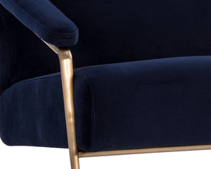 Sunpan Tutti Lounge Chair - Elegant Mid-Century Design with Clean Lines and Antique Brass Stainless Steel Frame Abbington Navy
