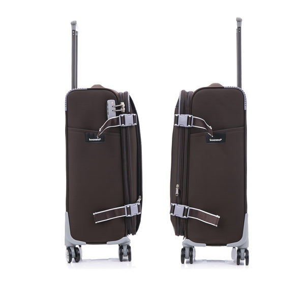 English Elm Softside Expandable Spinner Luggage Set Four Piece Lightweight Travel Collection Coffee T3292P343882