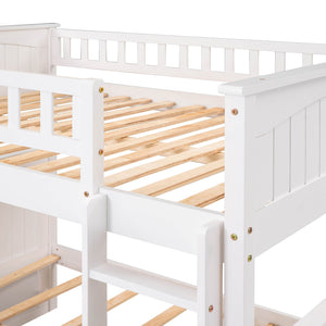 English Elm Full Over Bunk Bed with Trundle Solid Pine Wood Kids Bedroom Sleeper LT000044AAK-1