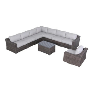 English Elm Outdoor 7-Person Wicker Sectional Set – Pre-Assembled, Plush Cushions, Modular Design For Comfort B120S00108-GIGA