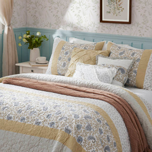 English Elm 6 Madison Park Dawn Cotton Percale Reversible Quilt Set Full/Queen Paisley Pintuck Lace Taping Vintage Chic Comfort Yellow 17.72 L x 22.83 W x 7.09 H B035129026
