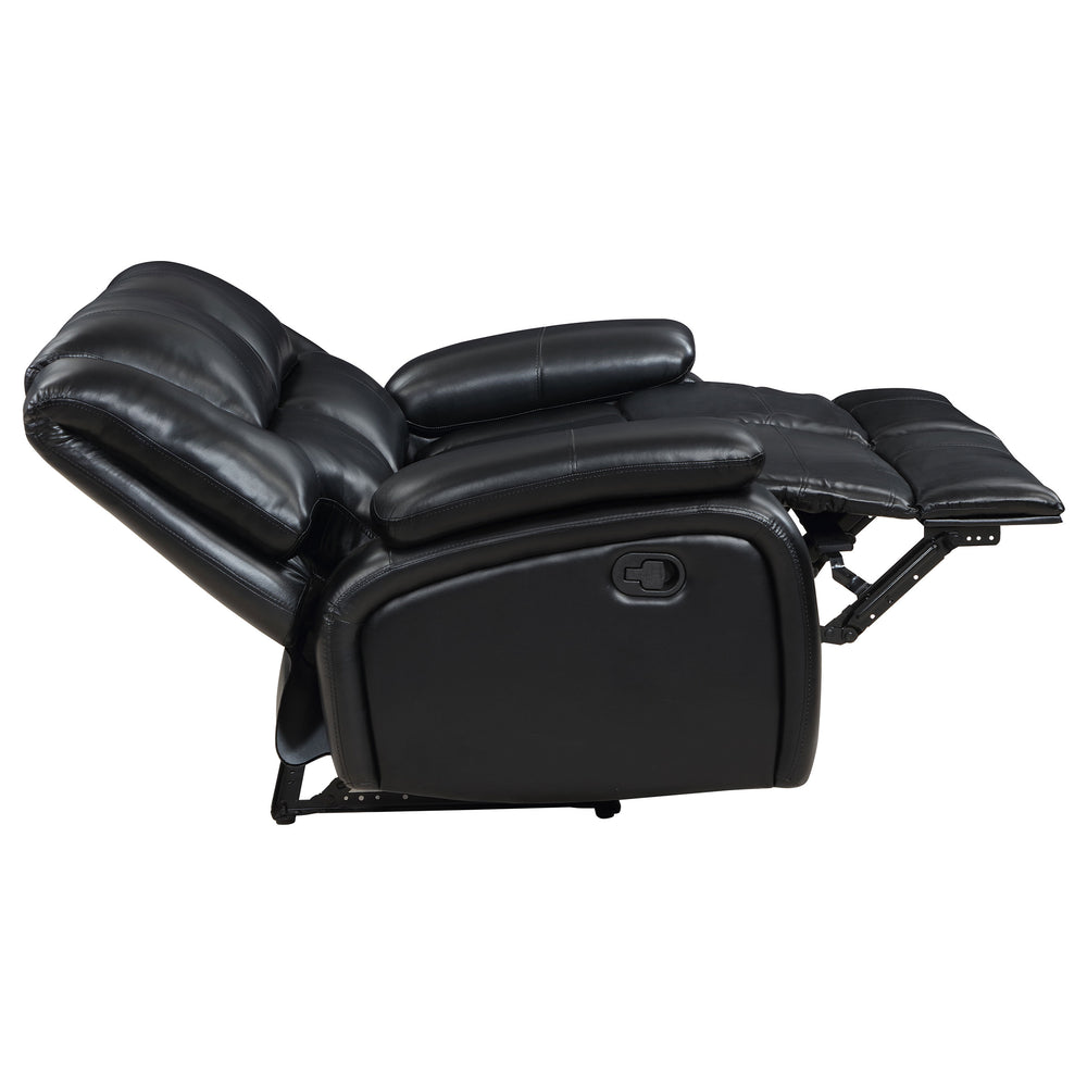 English Elm Elodie Black Upholstered Motion Reclining Loveseat - Modern Comfort With Plush Arms & Elegant Design B062P354076