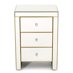 English Elm Christopher Knight Home® - Elegant Mirrored Nightstand Gold-Edged 3-Drawer Accent Table with Ample Storage & Reflective Glam (26") 57778.00