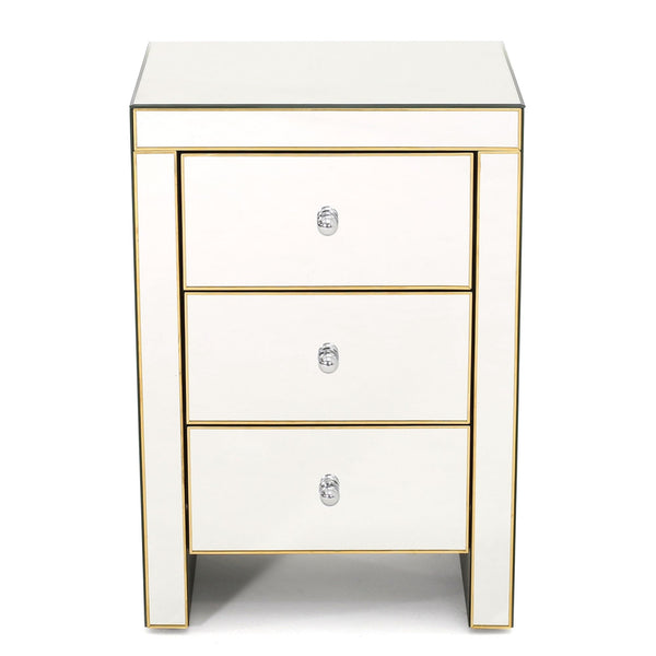 English Elm Christopher Knight Home® - Elegant Mirrored Nightstand Gold-Edged 3-Drawer Accent Table with Ample Storage & Reflective Glam (26") 57778.00