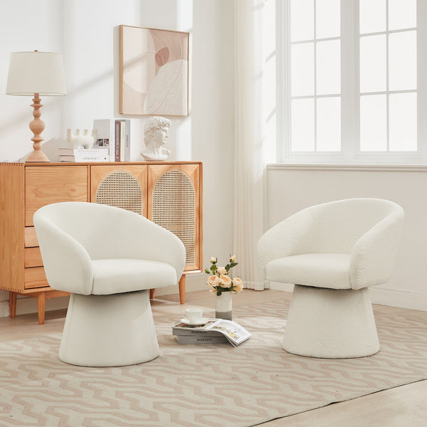 English Elm Christopher Knight Home® - Modern Swivel Narrow Corduroy Accent Chair with 360° Rotation, Compact Barrel Seat, 300 lb Capacity, Beige Comfort N765P292088B