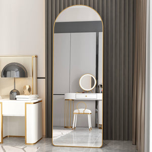 English Elm The Arched Gold Aluminum Full Length Floor Mirror for Bedroom Entryway Dressing Room W1151140053