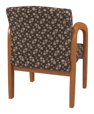 OSP Home Furnishings Medium Oak Wood Visitor Chair with Lumbar Support Taupe Fabric Seat for Office Reception Walnut WD380-K110