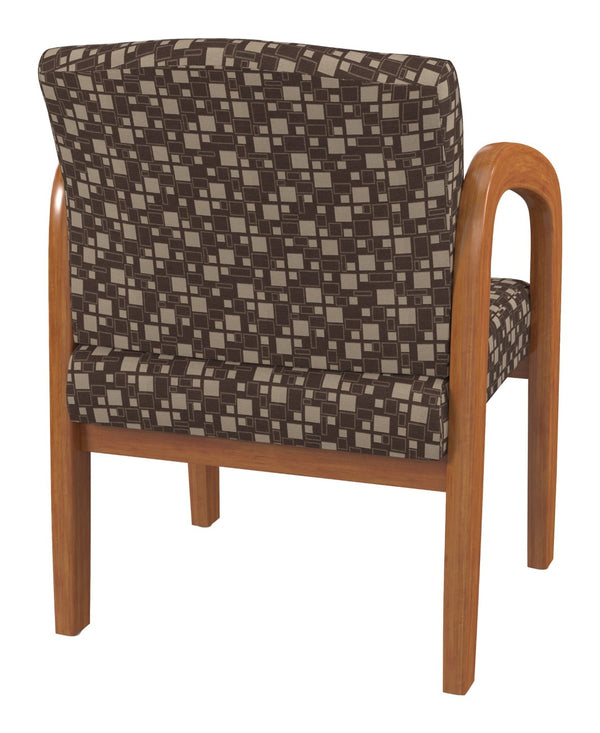 OSP Home Furnishings Medium Oak Wood Visitor Chair with Lumbar Support Taupe Fabric Seat for Office Reception Walnut WD380-K110