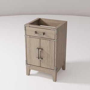English Elm Grey Oak Single Bath Vanity - Modern 20" W X 18" D Design With Soft-Close, Solid Wood Frame Storage B2731P259733