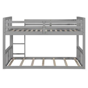 English Elm Twin Over Kids Bunk Bed Solid Pine Frame Gray Finish with Safety Guardrail N708P242163E