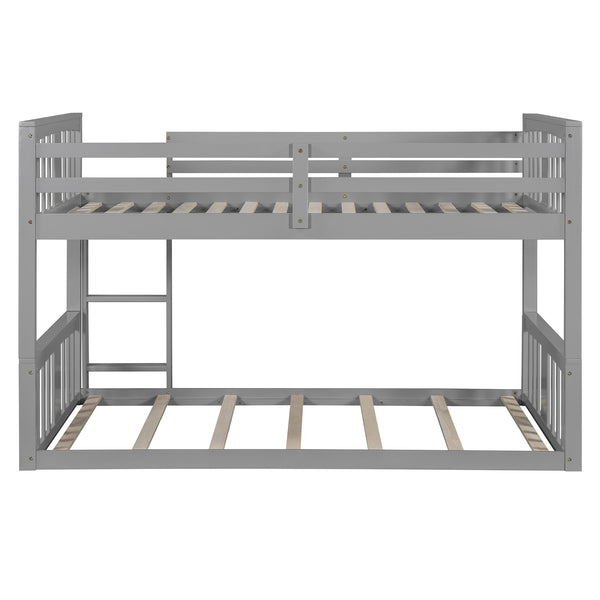 English Elm Twin Over Kids Bunk Bed Solid Pine Frame Gray Finish with Safety Guardrail N708P242163E