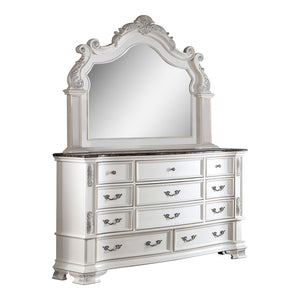 English Elm Luxury Pearl White Dresser Genuine Marble Top Bronze Hardware Dovetail Bedroom Storage B2741P448889
