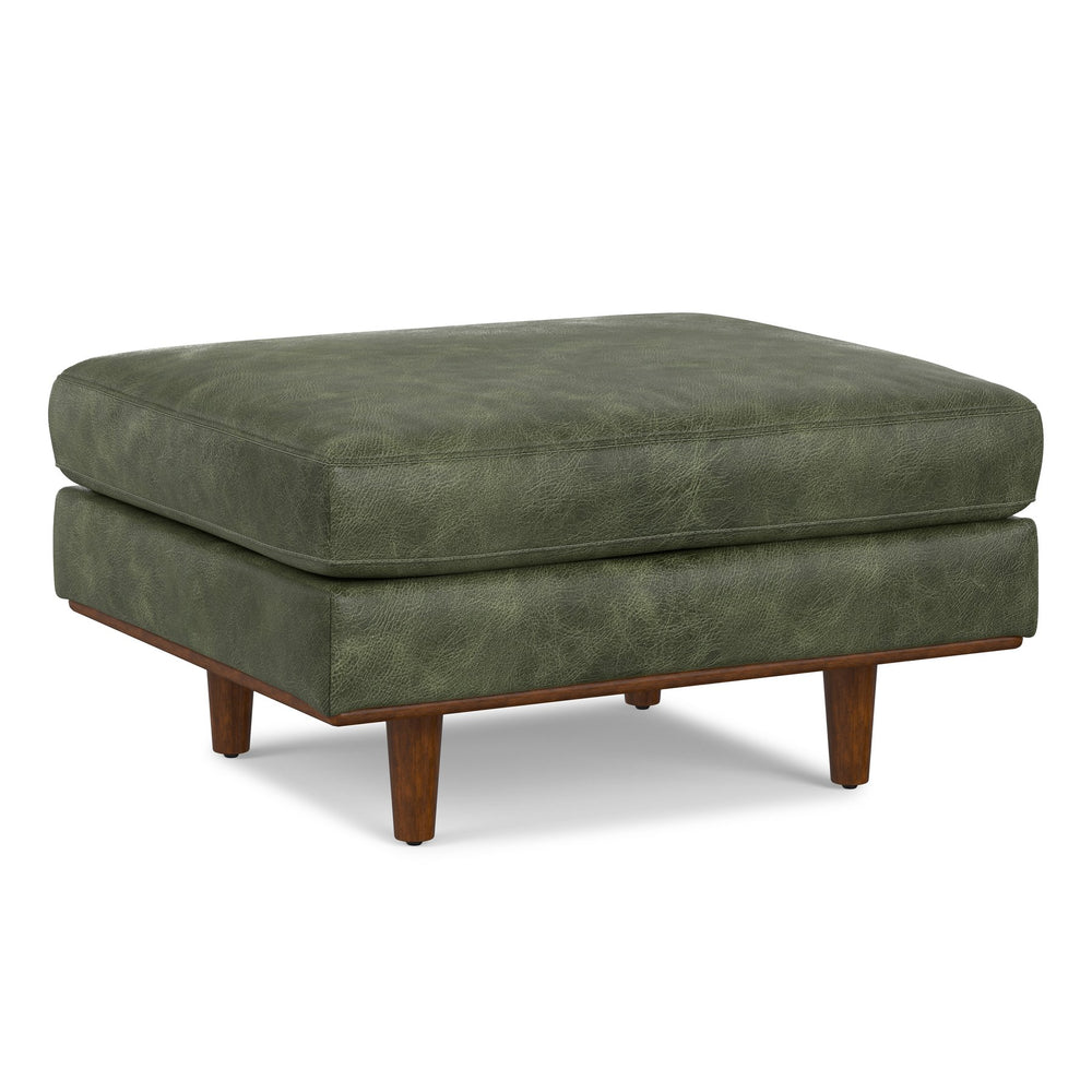 English Elm Morrison Ottoman - Handcrafted Mid-Century Modern Footrest And Extra Seating With Eco-Friendly Leather B136P364276