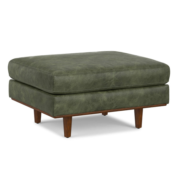 English Elm Morrison Ottoman - Handcrafted Mid-Century Modern Footrest And Extra Seating With Eco-Friendly Leather B136P364276