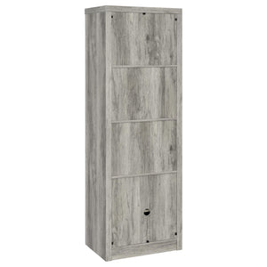 English Elm Conifer Slim Grey Driftwood Media Tower with 3 Shelves, Corner Space-Saving Storage & Weathered Finish B062P375402