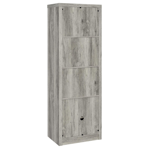 English Elm Conifer Slim Grey Driftwood Media Tower with 3 Shelves, Corner Space-Saving Storage & Weathered Finish B062P375402