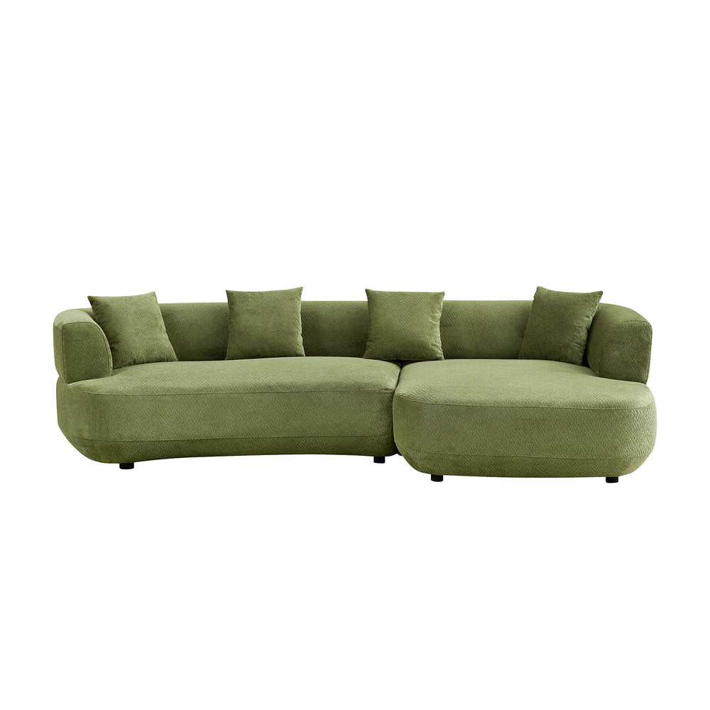 English Elm 110.63 Inch Quilted Polyester Curved Sectional Four Seat Modular Sofa for Living Room W2582S00186