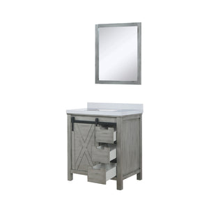 English Elm Ash Grey Bath Vanity 30 in with Cultured Marble Top, Soft-Close Drawers, Mirror & Ample Storage B2731S00797