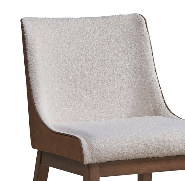 English Elm Ginny Walnut Boucle & Brown Velvet Side Chair Set of 2 — Rubber Wood Frame, Foam Cushions, 220lb Capacity, Stylish Dining Accent B2726P246301