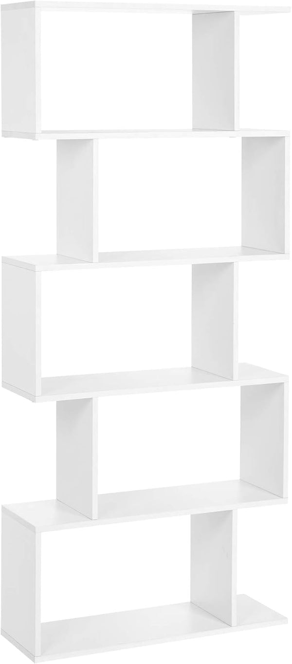 English Elm Five tier minimalist white bookshelf with five shelves for modern storage, durable engineered wood design Cream White W2139P288172