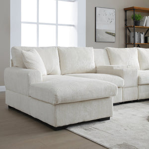 English Elm U Shaped Oversized Sectional Sofa with Double Chaise Console and Memory Foam Cushions W1117S00197