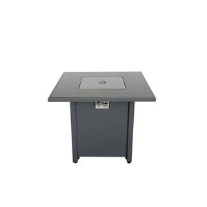 English Elm 30" Powder-Coated Metal Fire Pit Table with Smoked Glass Shield, 40,000 BTU, Lava Rocks Included Gray B120S00052