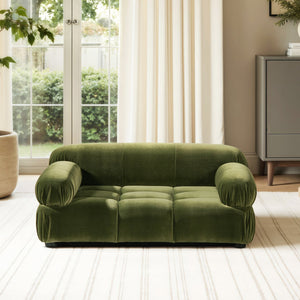 English Elm Marcel Tufted Velvet Pet Sofa Bed Bolstered Arms Stylish Small Medium Dogs Cats Olive Green B2719P448986