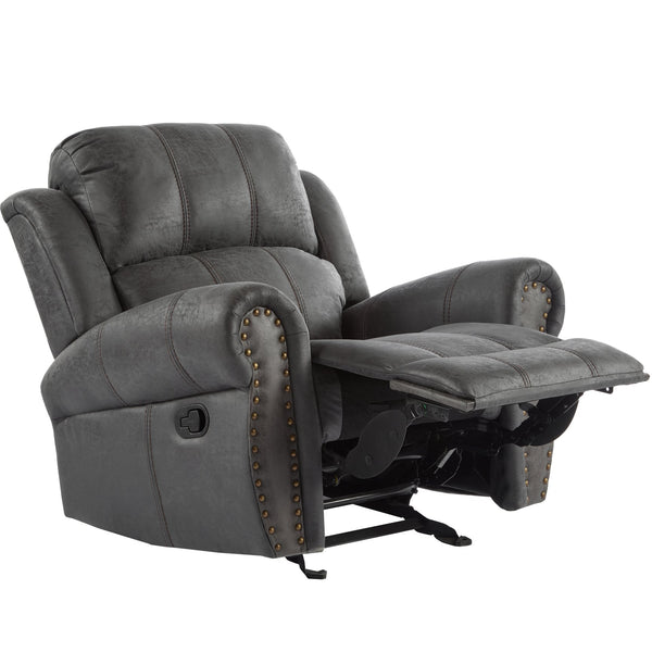 English Elm Christopher Knight Home® - 40.75" Wide Suede Manual Glider Recliner Chair with Rolled Arms, Microfiber Comfort & Infinite Positions Slate N763P264499E