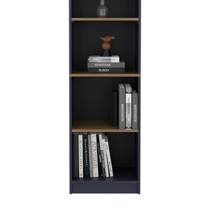 English Elm Blue Balley Bookcase with 5 Open Shelves, Blue & Natural Oak Finish, Sturdy Melamine Storage Tower for Books and Décor (71.7" H) B062P389891