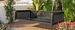 English Elm Topmax Acacia Wood Porch Swing Bed Sloped Frame Outdoor Lounger for Backyard Patio Black WF319383AAB