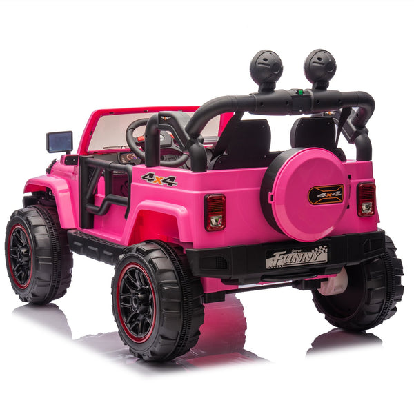 English Elm 24v Kids Electric Ride on Car with Parental Remote Rear Suspension and Bluetooth Audio Pink W1578P228744
