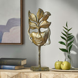 Christopher Knight Home® Orwell Handcrafted Aluminum Masquerade Mask Decor with Stand, Brass Finish