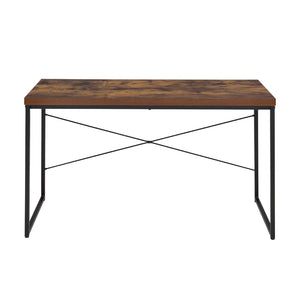 English Elm Rectangular Writing Desk With Weathered Oak Top & Black Metal Legs - Stylish Industrial Design B016P311298-GIGA