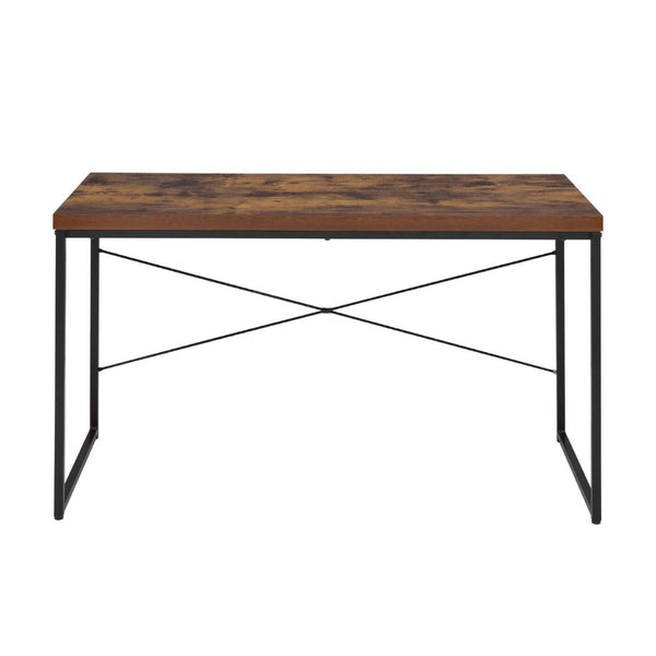 English Elm Rectangular Writing Desk With Weathered Oak Top & Black Metal Legs - Stylish Industrial Design B016P311298-GIGA