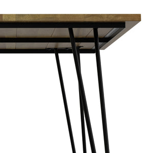 English Elm Hunter Modern Industrial Dining Table 66x40 in Solid Mango Wood Top with Black Hairpin Legs, Durable Finish Light Brown B136P203505