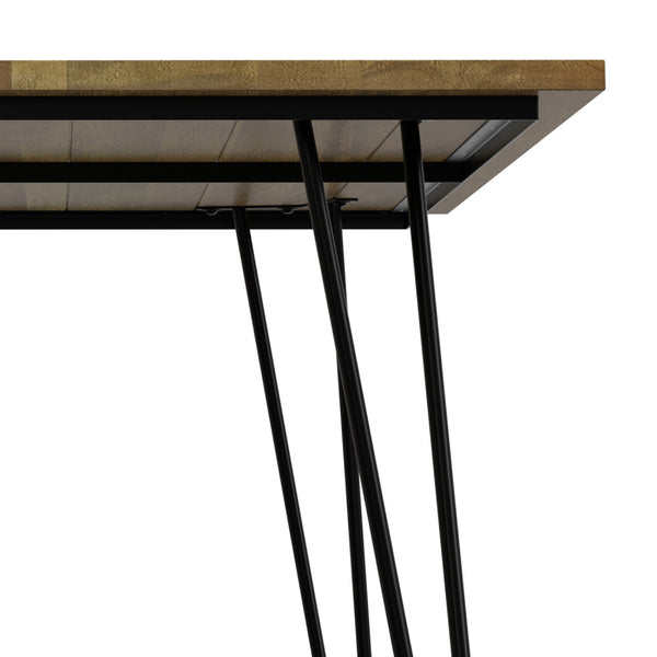 English Elm Hunter Modern Industrial Dining Table 66x40 in Solid Mango Wood Top with Black Hairpin Legs, Durable Finish Light Brown B136P203505