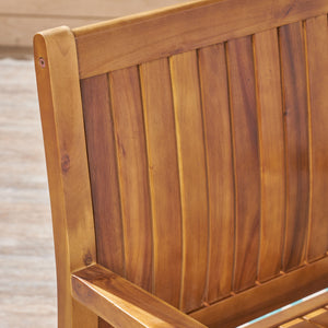 English Elm Christopher Knight Home® - WILSON Acacia Wood Dining Chairs Set of 2 in Teak – Rustic Slat-Back Outdoor/Indoor Seating, Durable Finish 61717.00TEA