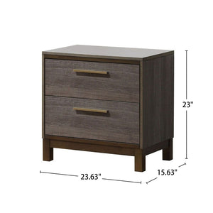 English Elm Wooden Nightstand With 2 Drawers - Charming Two-Tone Antique Gray Finish For Stylish Bedroom Storage B016P251591-GIGA
