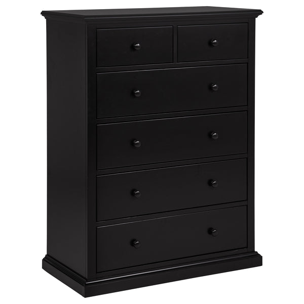 English Elm Anzio Six Drawer Tall Chest Matte Finish Modern Storage for Small Bedroom Spaces Black B062P451784